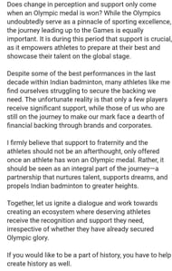 Rest of the message from HS Prannoy